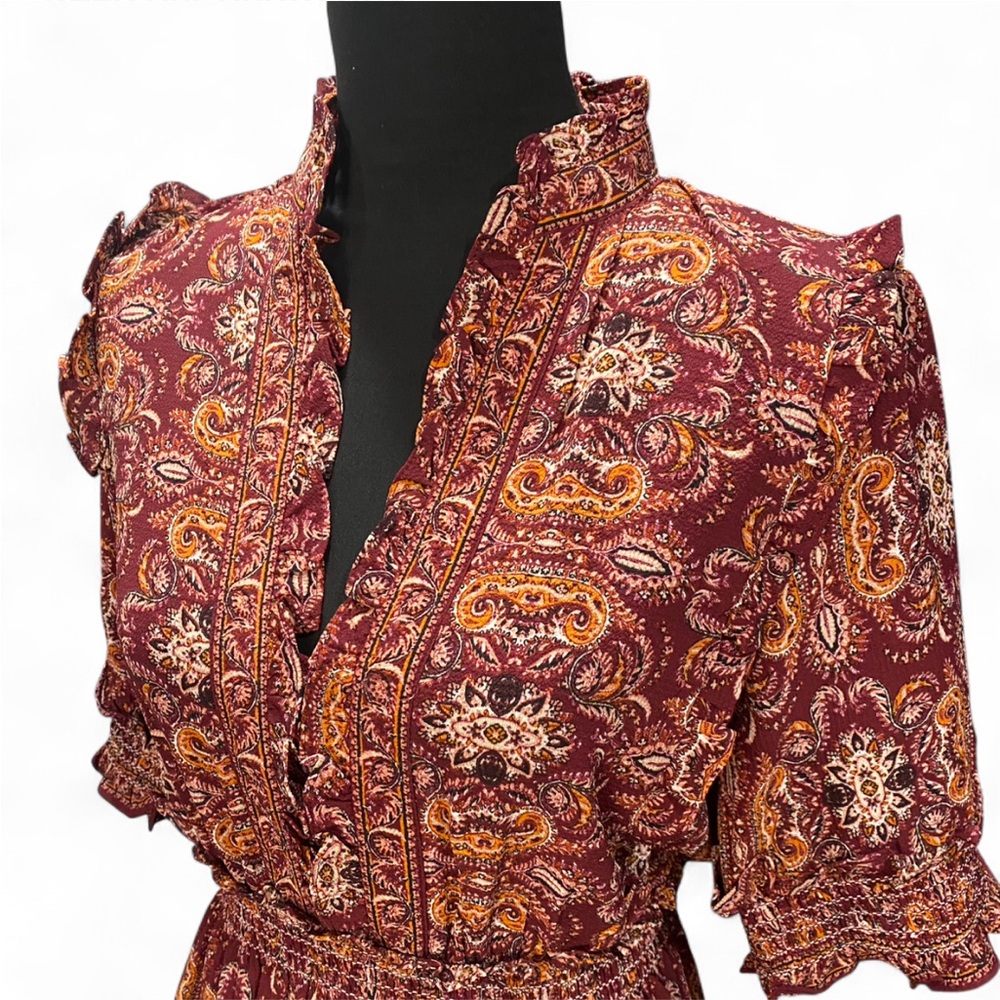 Max Studio Red and Orange Paisley Maxi Dress - Picture 2 of 7